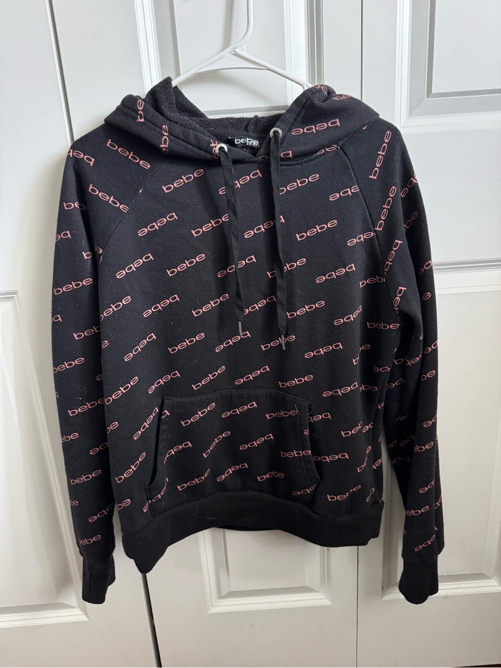 bebe Black Hoodie with Pink bebe Sport Logo Accents